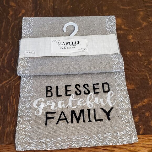 NWT "Blessed Grateful Family" 13x72 Kitchen & Table Runner - Picture 1 of 4